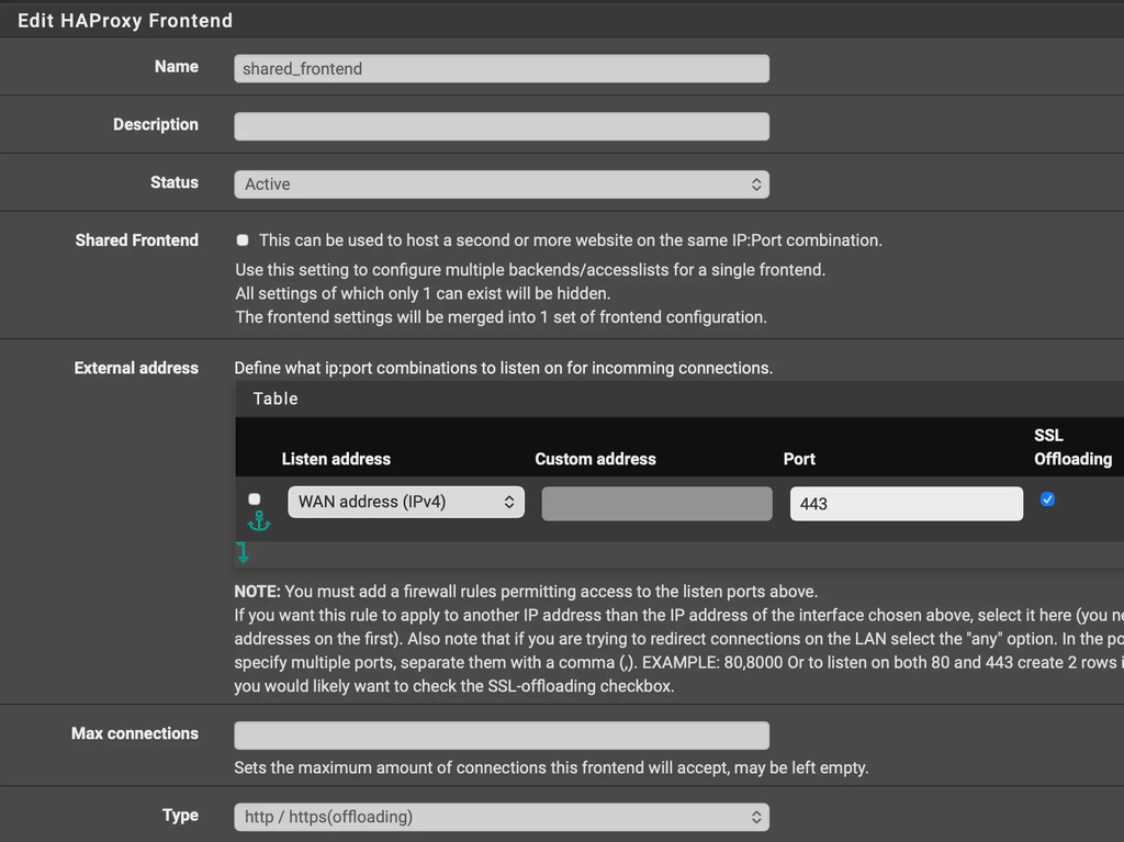 HAProxy frontend external address WAN.
