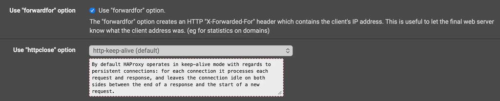 HAProxy shared frontend forward for option.