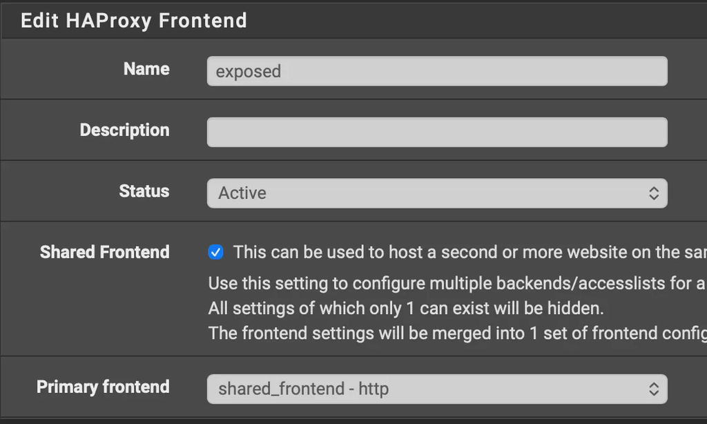 HAProxy shared frontend for regular backends.