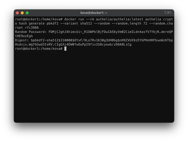 Generar una contraseña y digest para la configuración del cliente utilizando Authelia