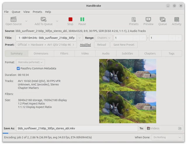 Intel Arc A380 handbrake qsv performance