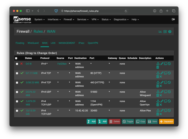 pfSense Fail2Ban alias list rule