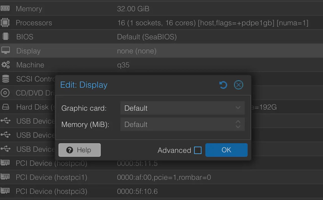 NVIDIA RTX 5000 Hardware Passtrough Options.