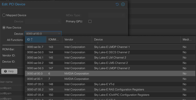Proxmox PCI Device Hardware Selection